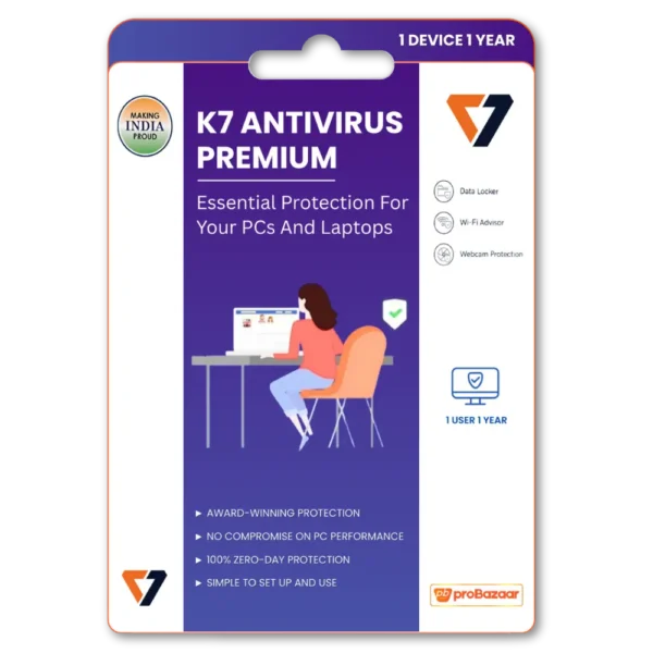 K7 Antivirus Premium 1 Pc for 1 Year Protection