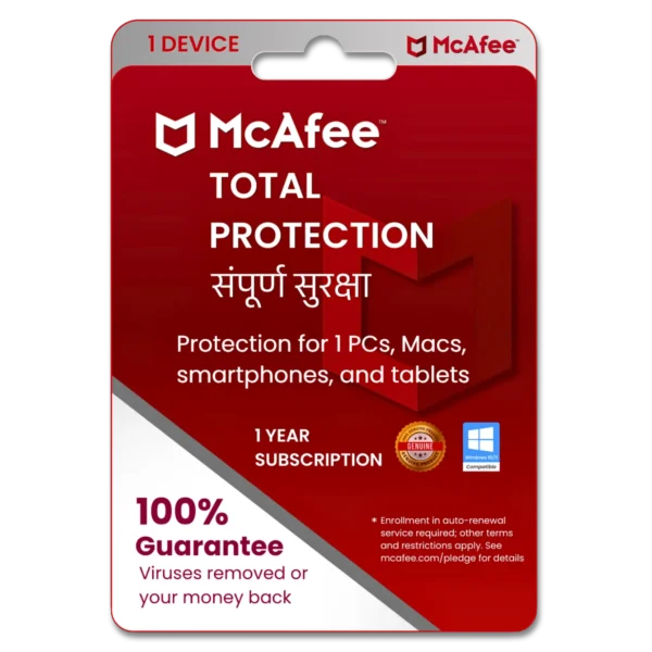 McAfee Total Protection 1 PC For 1 Year Protection